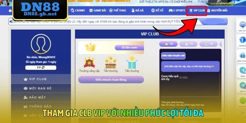 Tham gia CLB VIP với nhiều phúc lợi tối đa